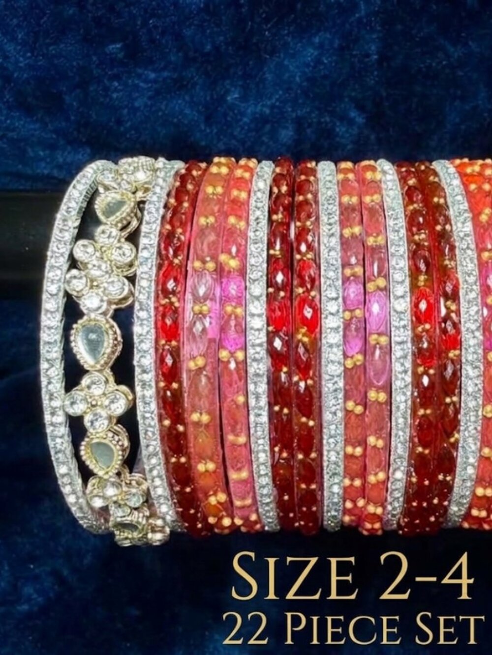 Traditional Rhinestone Bangle Set for Women - Ethnic Stackable Bridal Bracelets